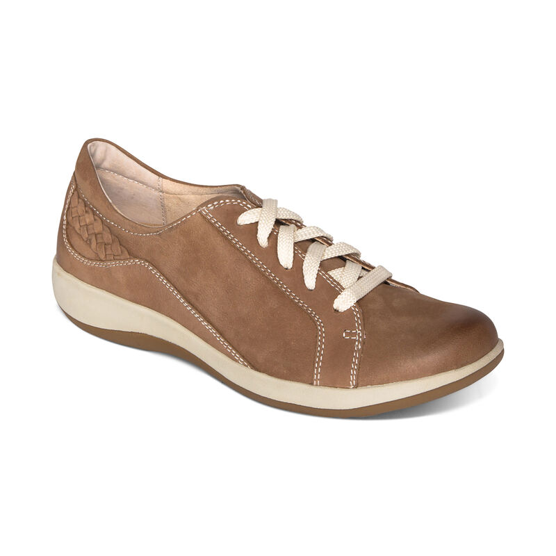 Aetrex Womens Dana Lace Up Oxford Flats Mocha - 0sQfnaHyg